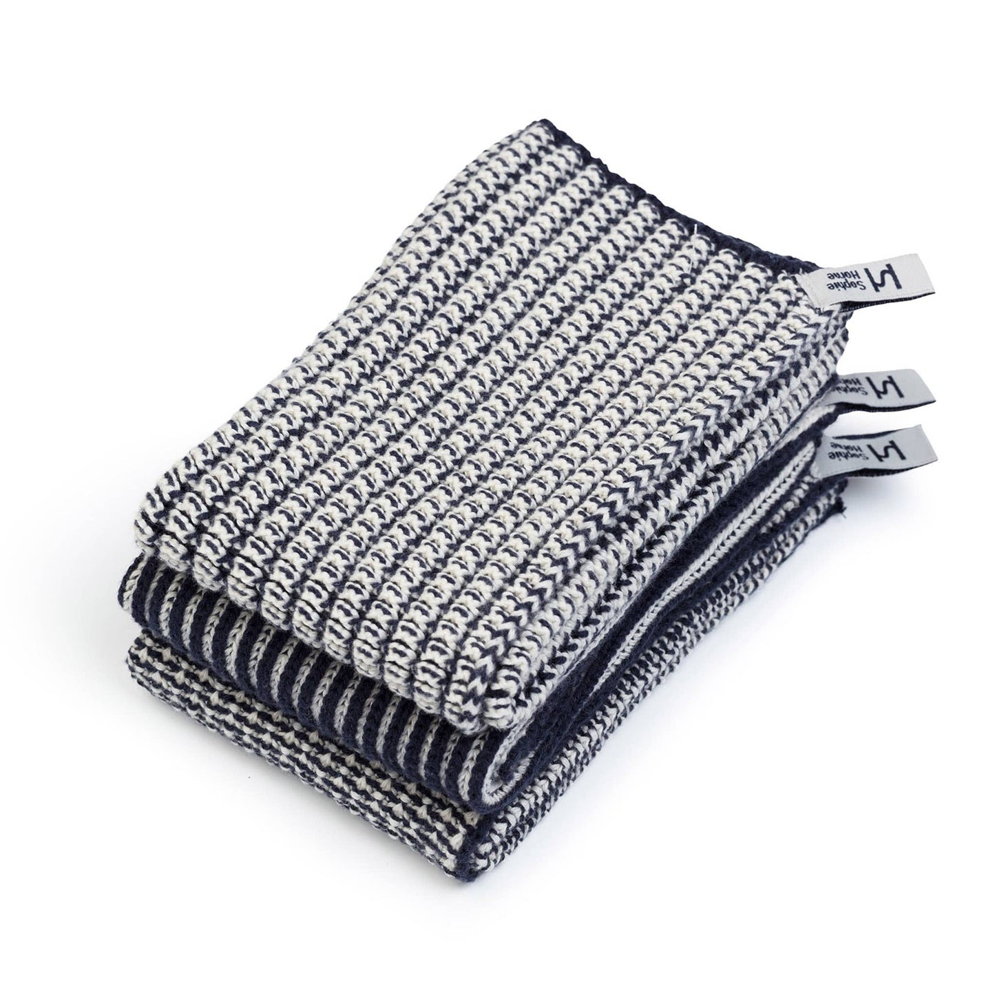 Sophie Home Reusable & Eco-Friendly Cotton Dishcloths: Textured Navy