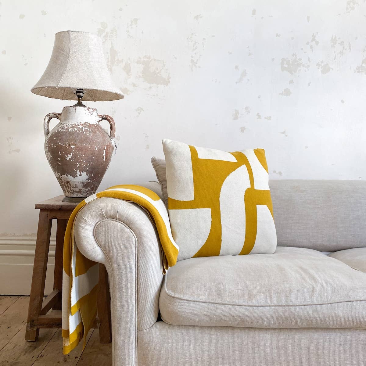 Sophie Home Cotton Knit Throw Pillow/Cushion - Bruten Citrus: Filled Cushion (UK & Europe Only)