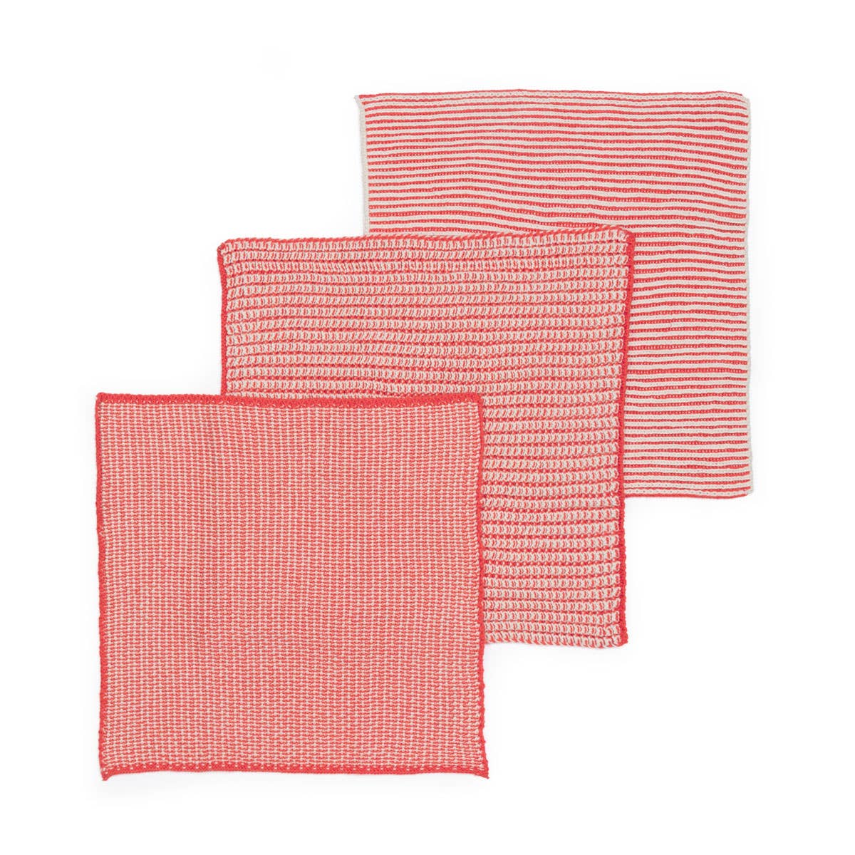Sophie Home Reusable & Eco-Friendly Cotton Knit Dishcloths: Textured Red