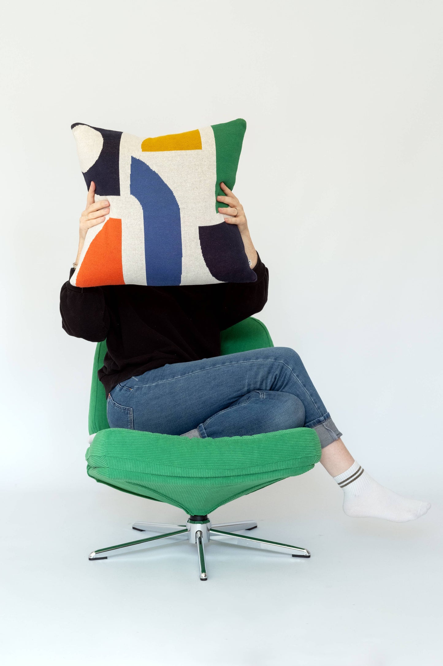 Sophie Home Cotton Knit Throw Pillow/Cushion - Bruten Green: Filled Cushion (UK & Europe Only)