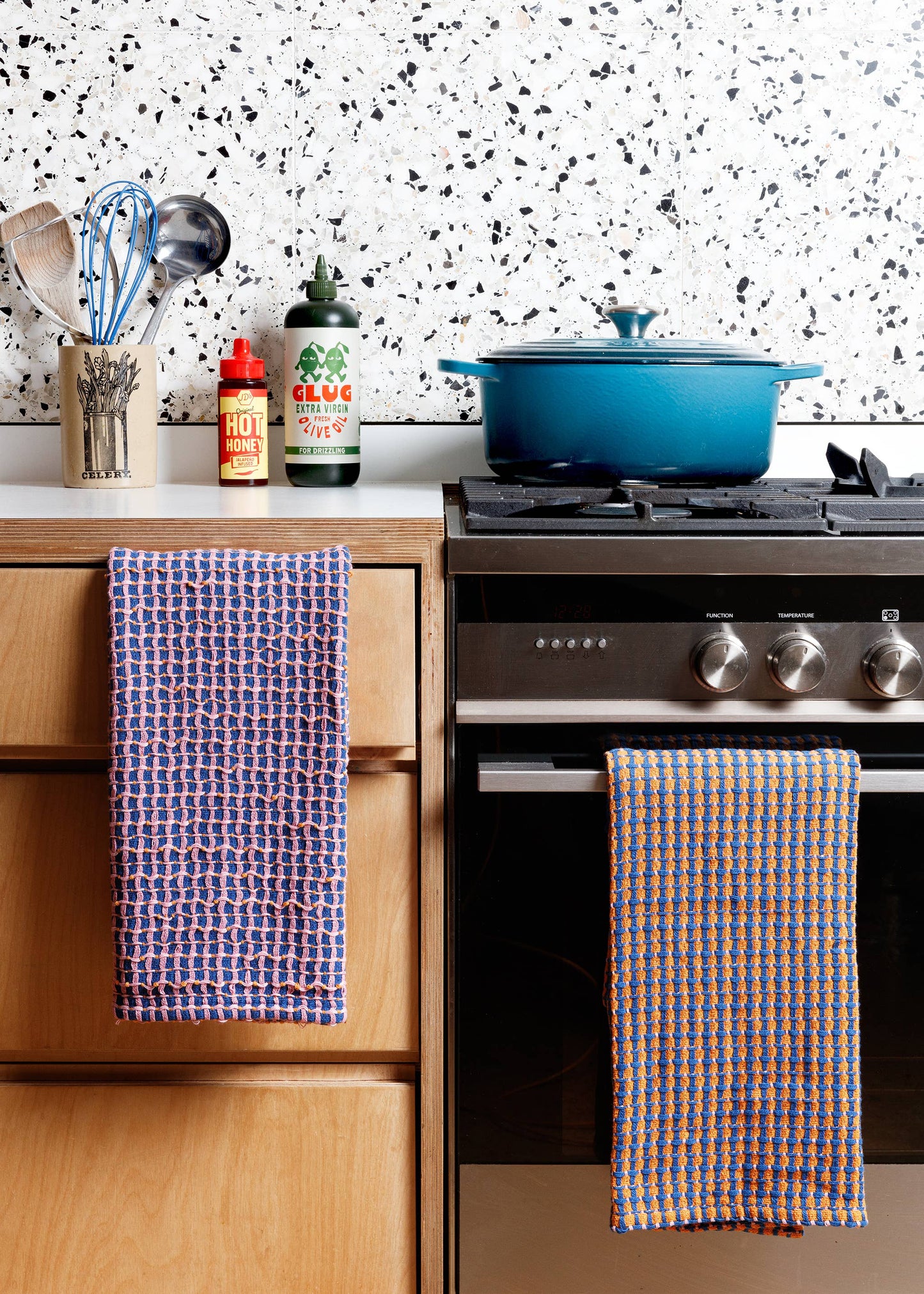 Sophie Home Recycled Materials Tea Towel 2 Pack: Cobalt