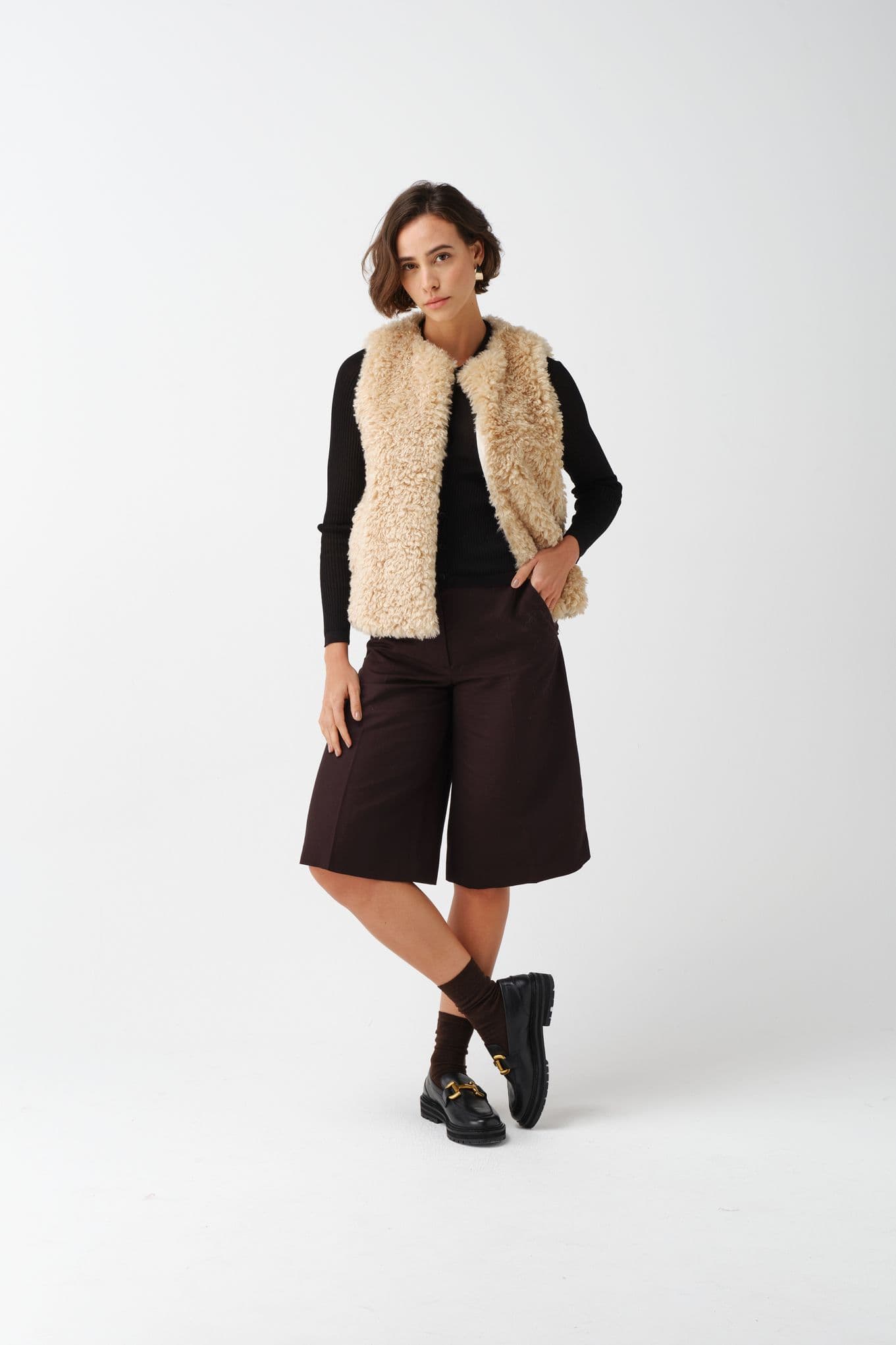 Helen Moore Faux Sheepskin Gilet - Cream