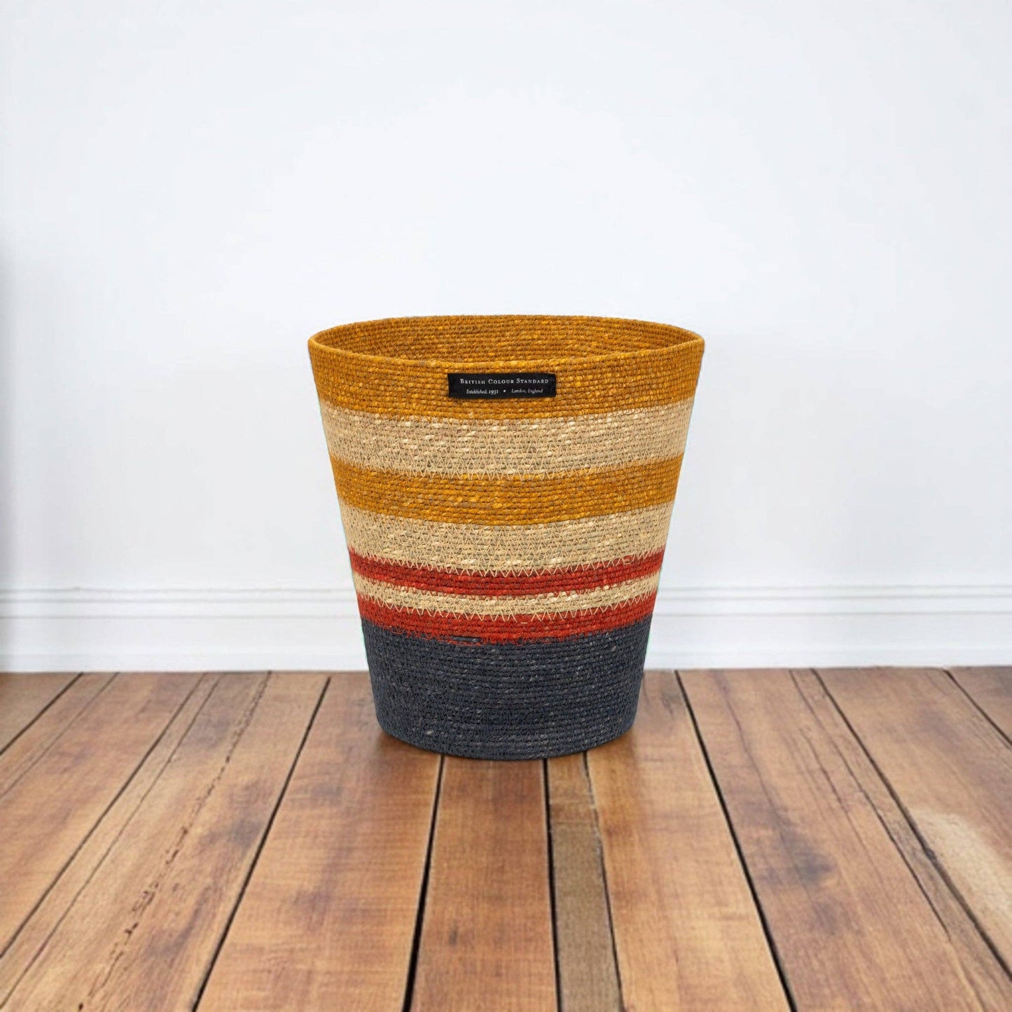 British Colour Standard Seagrass Waste Paper Basket in Tuscan & Guardsman Red