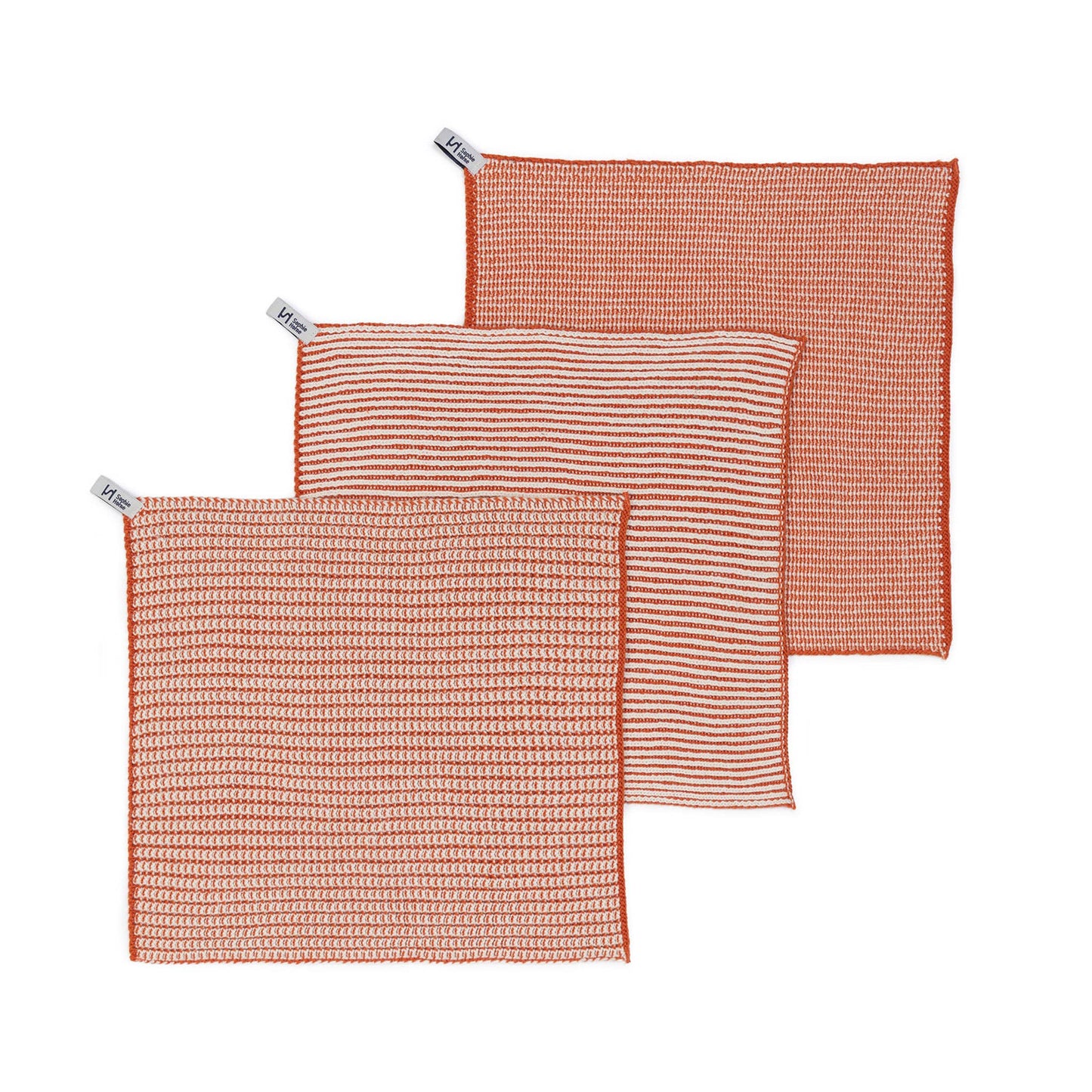 Sophie Home Reusable & Eco-Friendly Cotton Dishcloths: Textured Orange