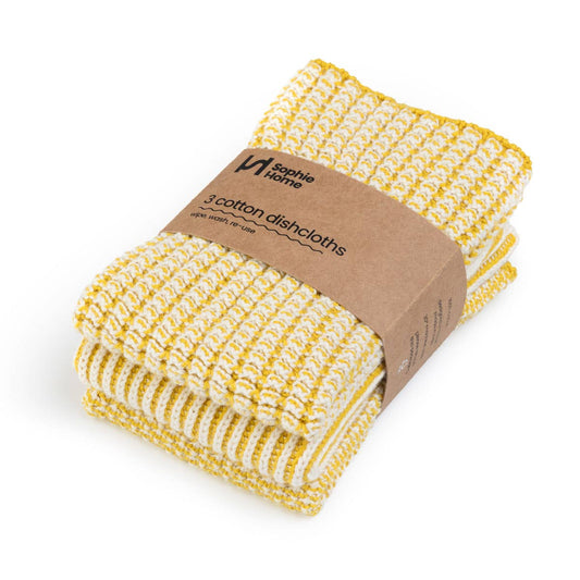 Sophie Home Reusable & Eco-Friendly Cotton Dishcloths: Textured Citrus