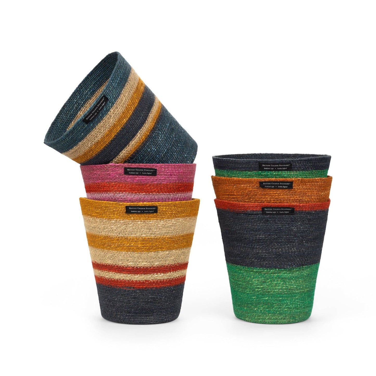British Colour Standard Seagrass Waste Paper Basket in Tuscan & Guardsman Red