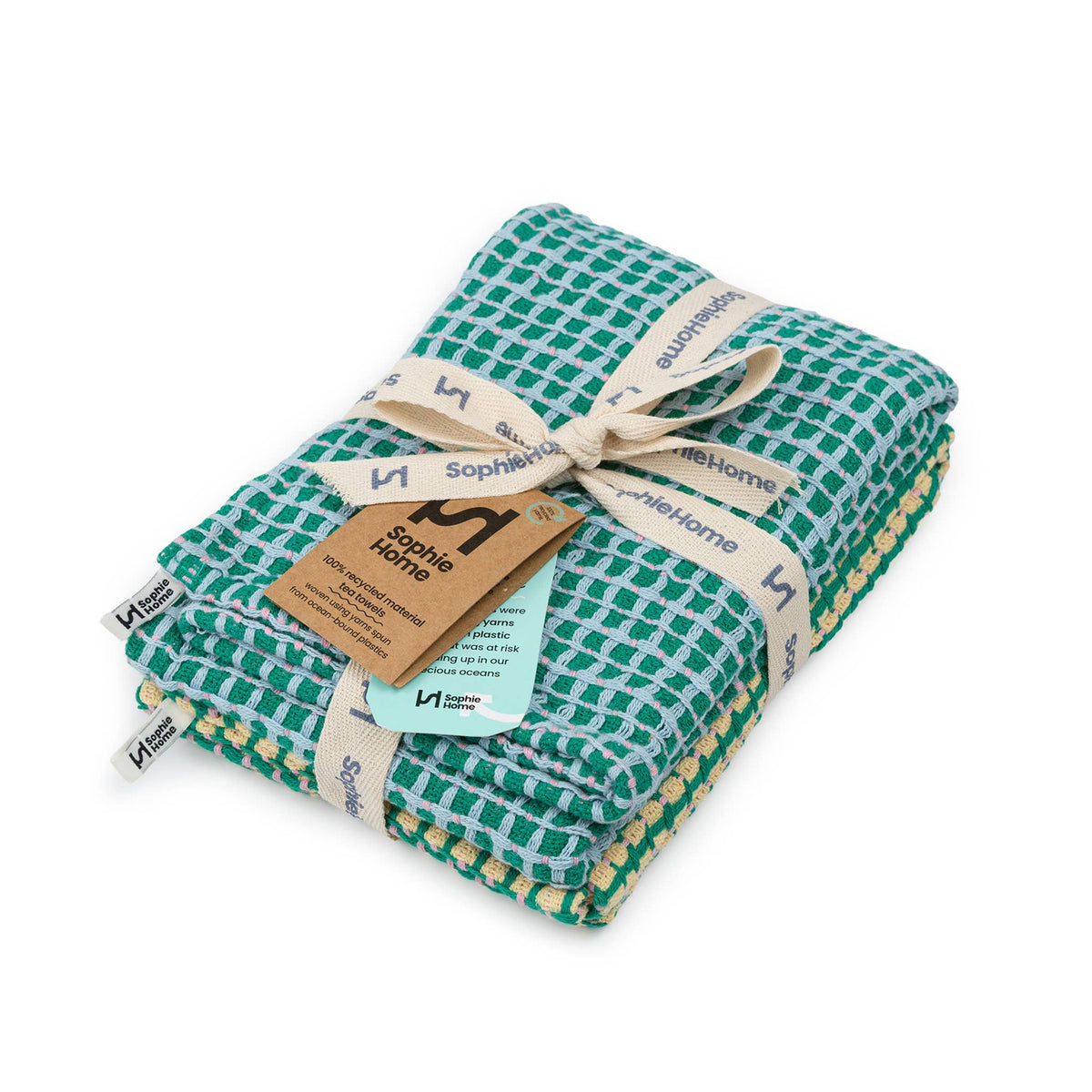 Sophie Home Recycled Materials Tea Towel 2 Pack:  Yellow