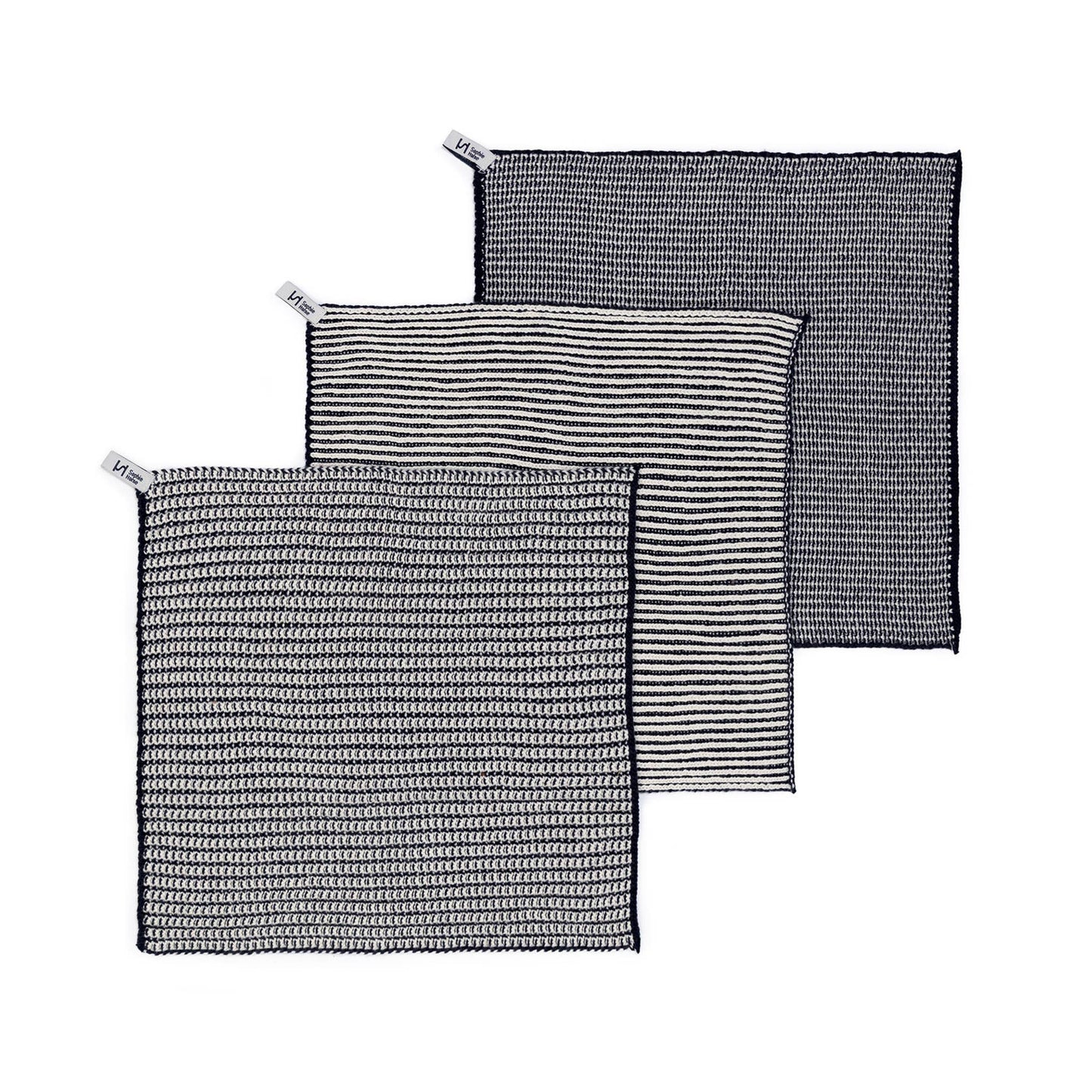 Sophie Home Reusable & Eco-Friendly Cotton Dishcloths: Textured Navy