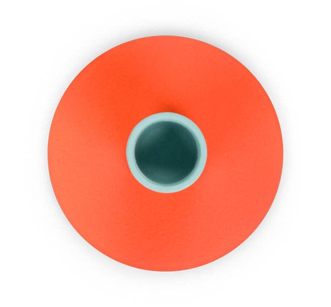 British Colour Standard Small 4cm Two-Tone Orange Flame & Opaline Green Metal Candleholder: 6