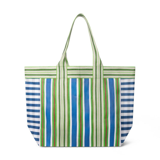 British Colour Standard Eco Woven Shopper / Beach Bag in Medici Blue and Grass Green: 3