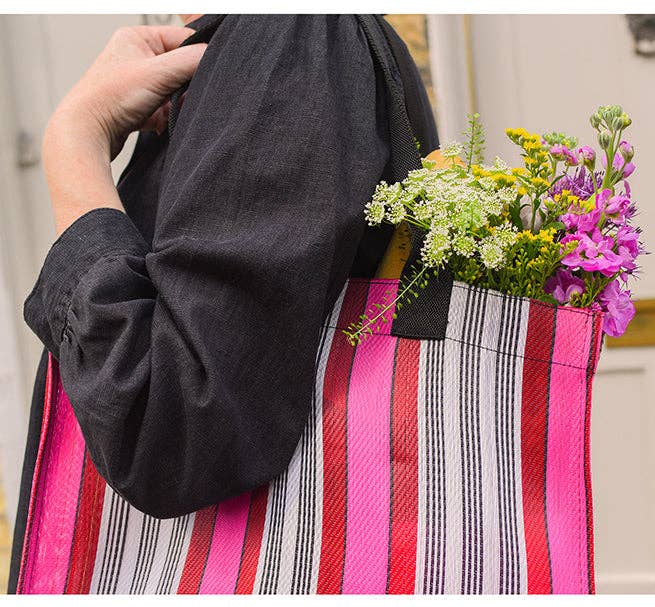 British Colour Standard Eco Woven Market Shopper in Neyron, Guardsman and Pearl