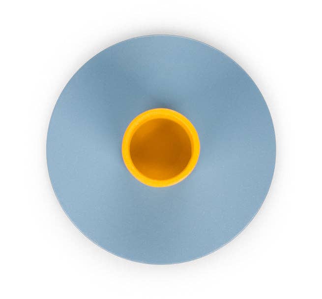 British Colour Standard Small 4cm Two-Tone Pompadour & Saffron Metal Candleholder: 6