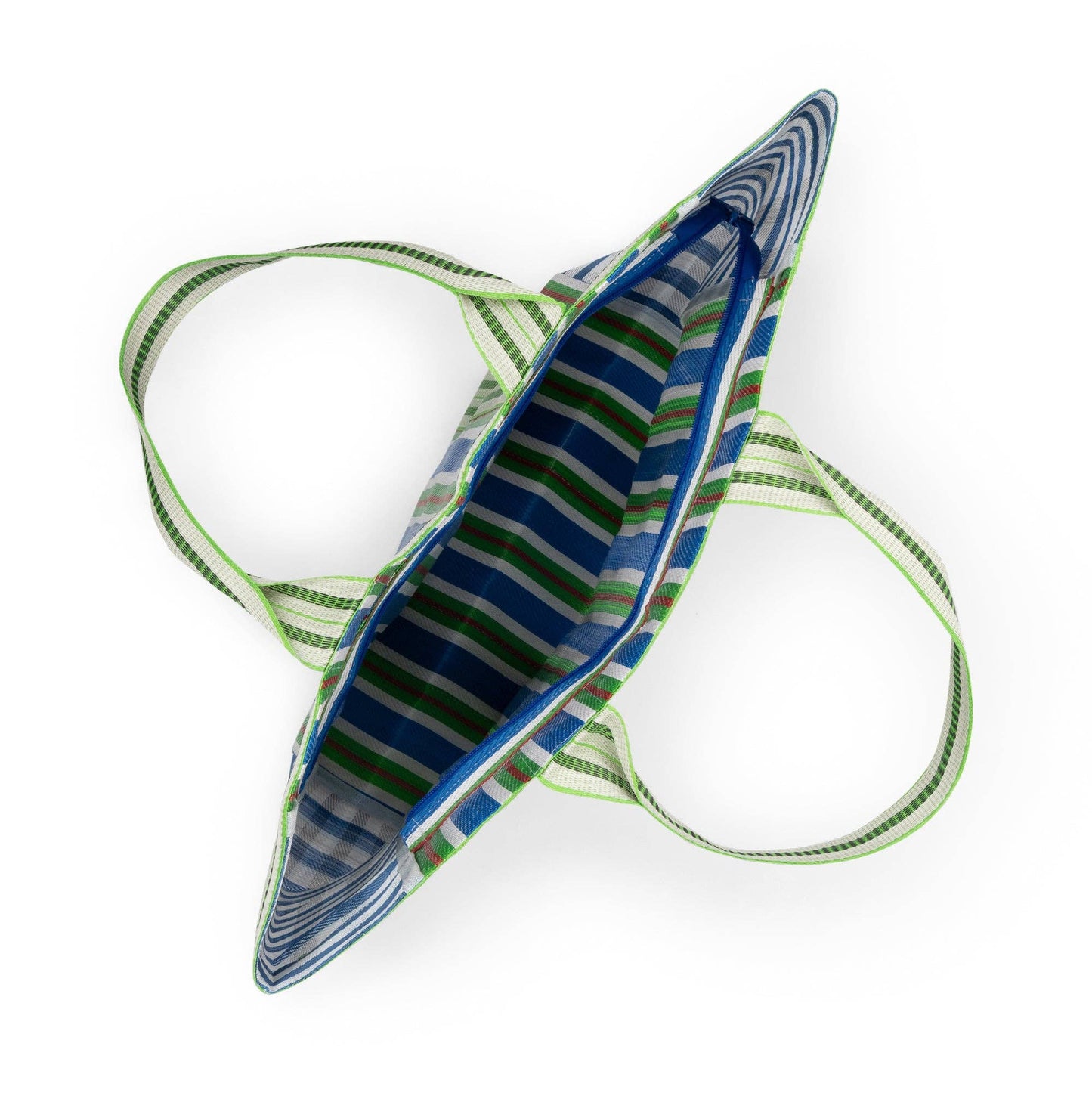 British Colour Standard Eco Woven Shopper / Beach Bag in Medici Blue and Grass Green: 3