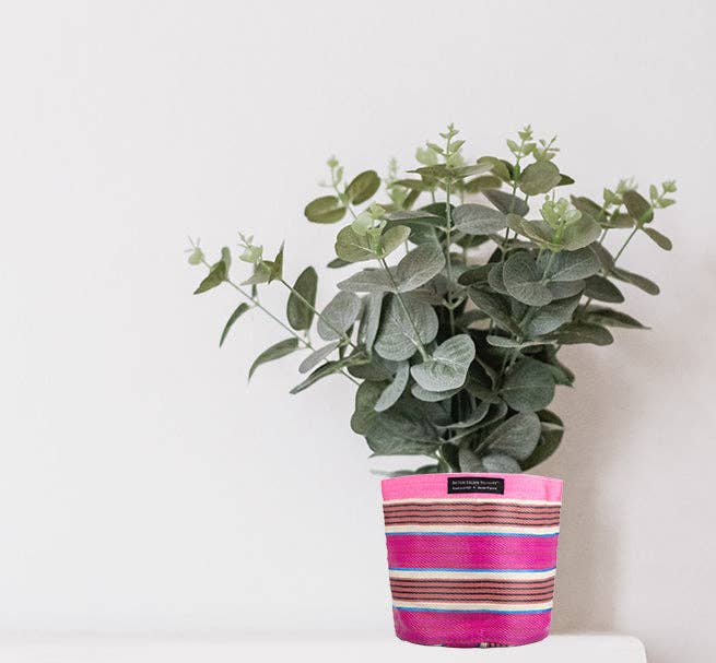 British Colour Standard Medium 19 cm - Eco Woven Plant Pot Cover in Neyron Pink, Pompadour & Pearl: 6