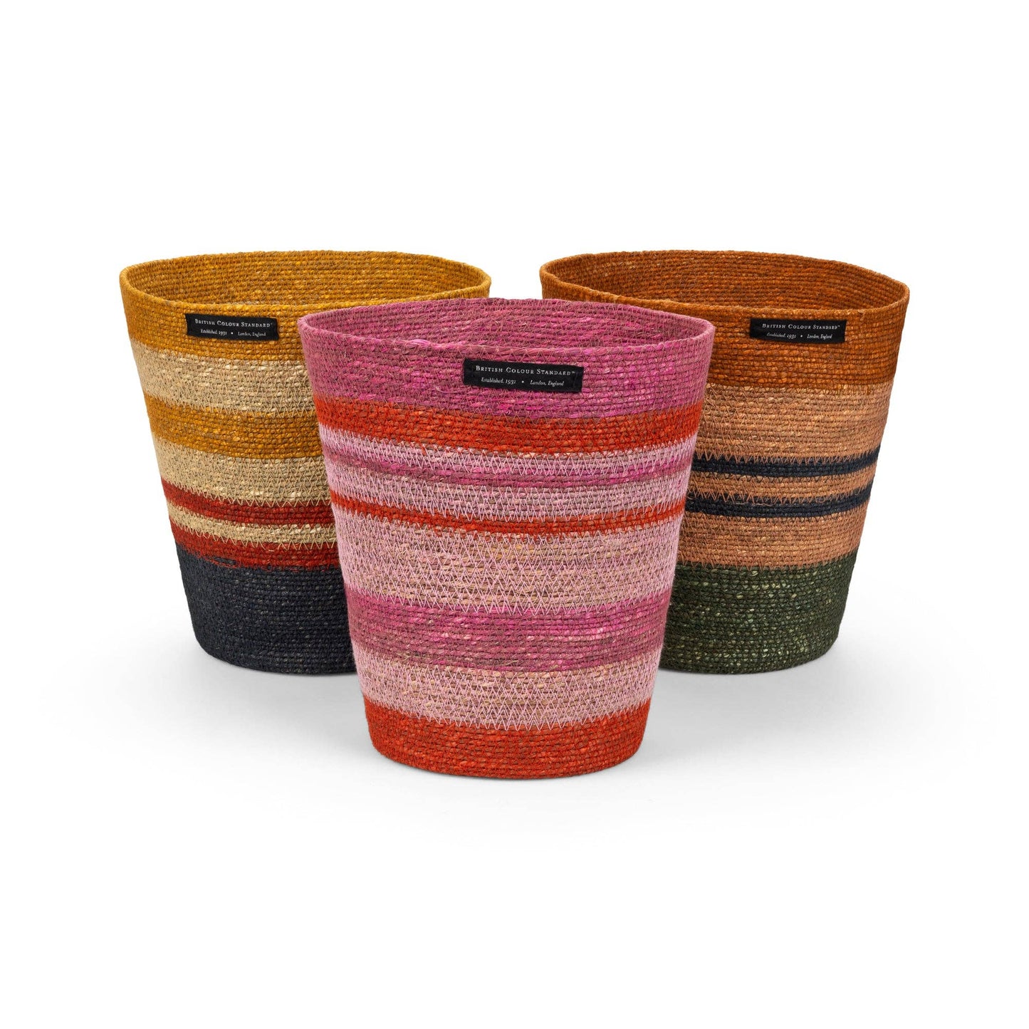 British Colour Standard Seagrass Waste Paper Basket in Guardsman & Neyron