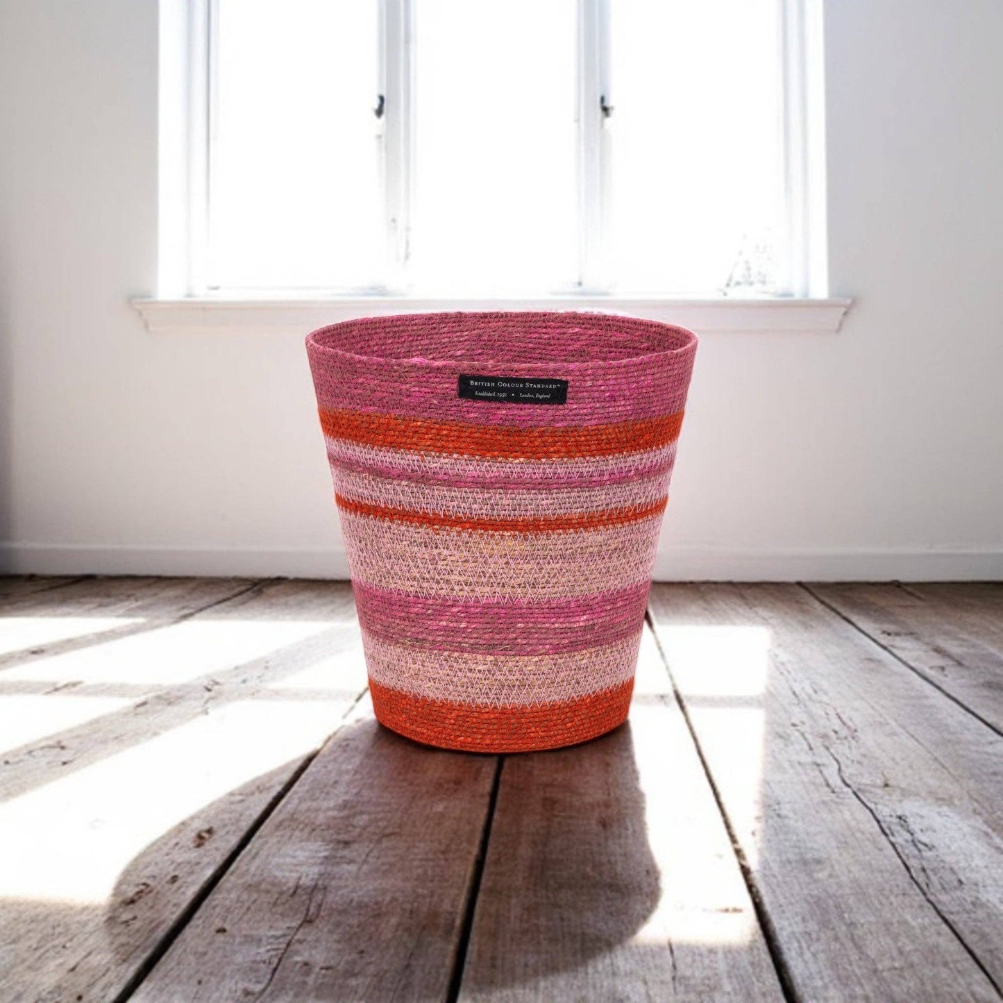 British Colour Standard Seagrass Waste Paper Basket in Guardsman & Neyron