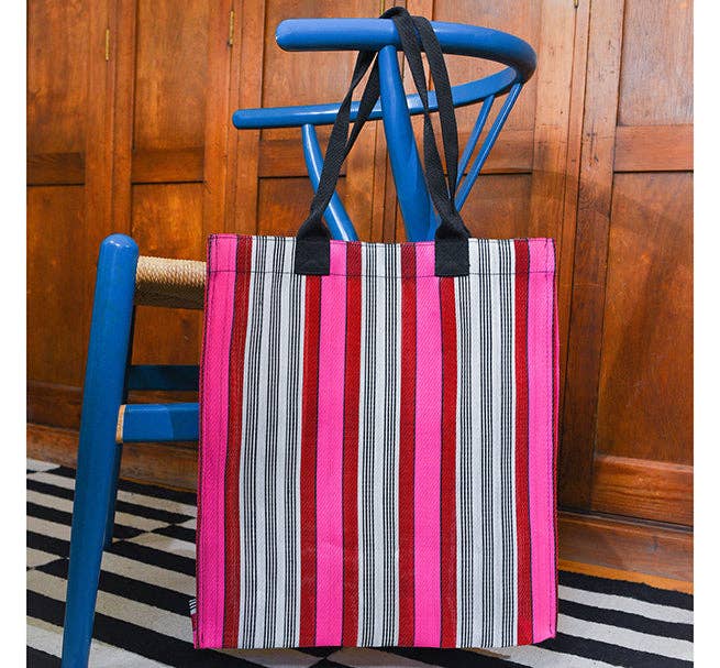 British Colour Standard Eco Woven Market Shopper in Neyron, Guardsman and Pearl