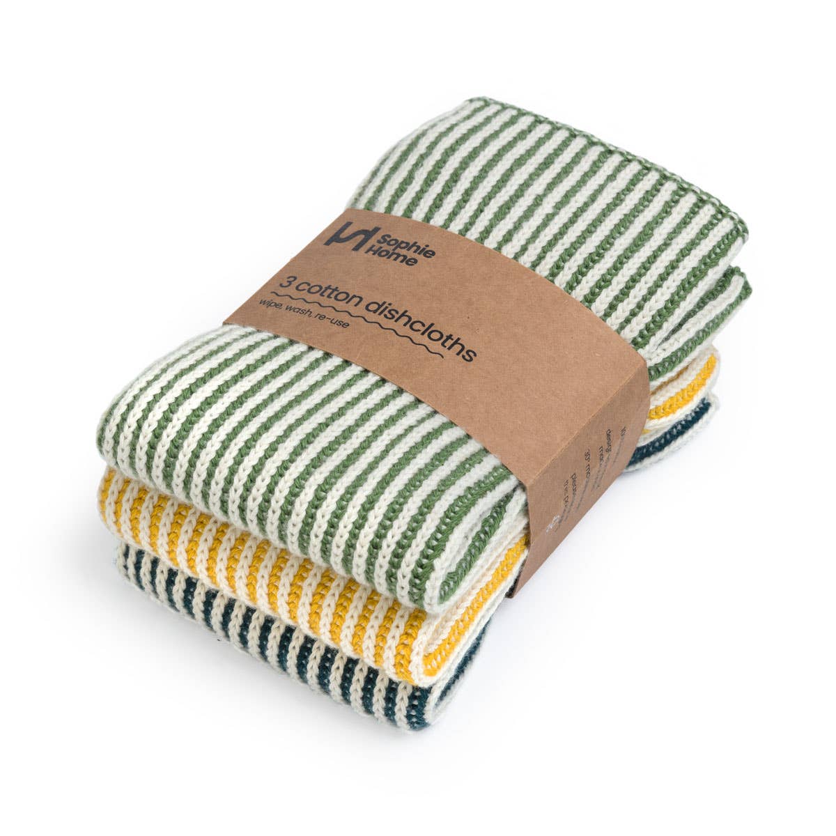 Sophie Home Reusable & Eco-Friendly Cotton Dishcloths: Ribbed Citrus