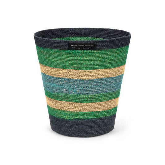 British Colour Standard Seagrass Waste Paper Basket in Beryl & Midnight Blue