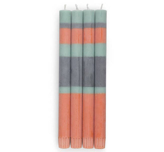 British Colour Standard British Colour Standard Striped Marigold, Gunmetal & Opaline Eco Dinner Candles, 4 per pack