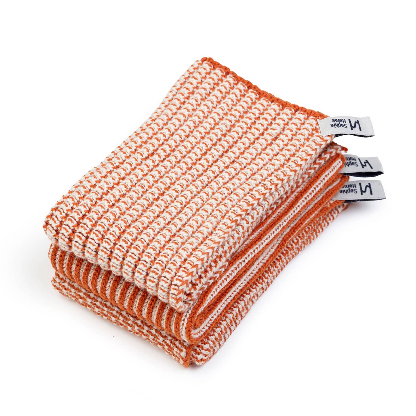 Sophie Home Reusable & Eco-Friendly Cotton Dishcloths: Textured Orange
