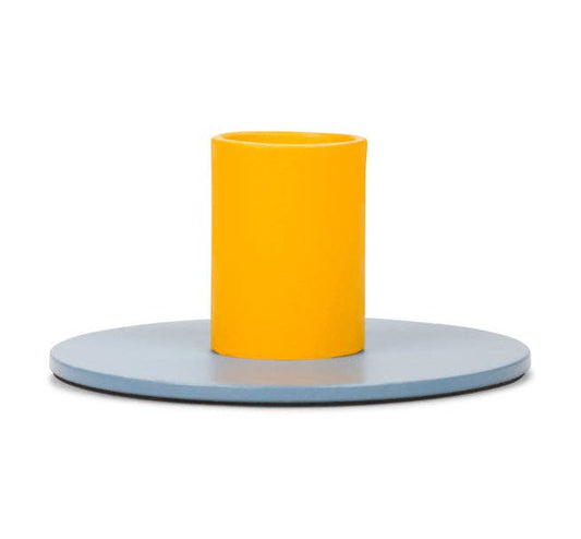 British Colour Standard Small 4cm Two-Tone Pompadour & Saffron Metal Candleholder: 6