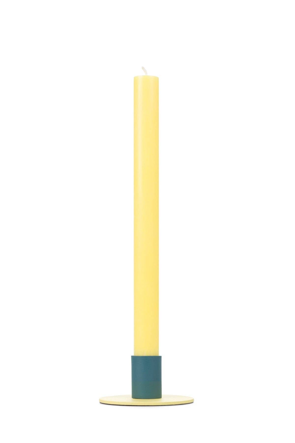 British Colour Standard Small 4cm Two-Tone Jasmine & Petrol Blue Metal Candleholder: 6