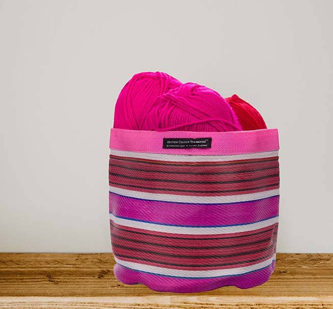 British Colour Standard Medium 19 cm - Eco Woven Plant Pot Cover in Neyron Pink, Pompadour & Pearl: 6