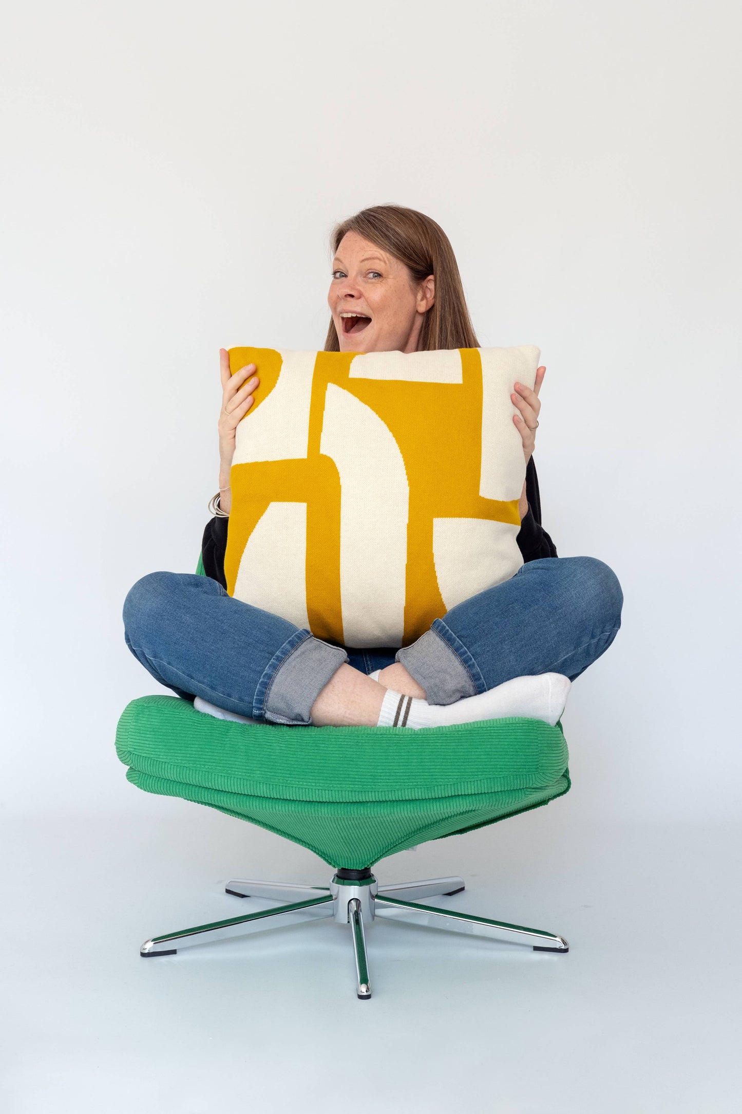 Sophie Home Cotton Knit Throw Pillow/Cushion - Bruten Citrus: Filled Cushion (UK & Europe Only)