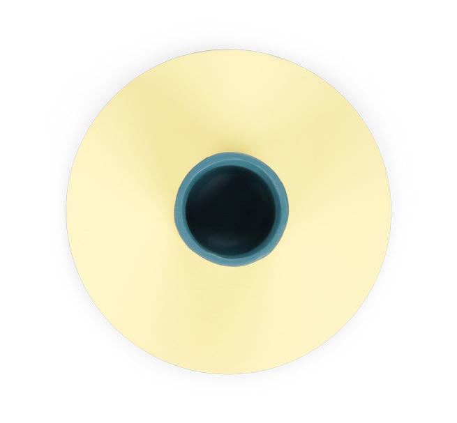 British Colour Standard Small 4cm Two-Tone Jasmine & Petrol Blue Metal Candleholder: 6