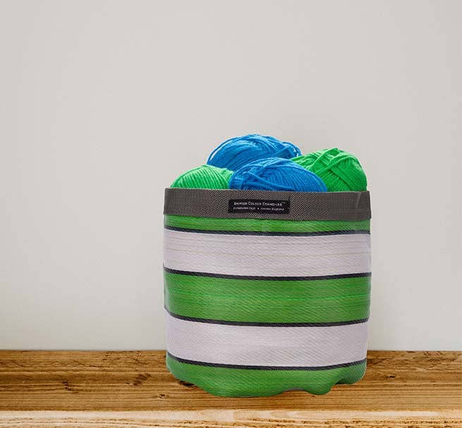 British Colour Standard Medium 19 cm - Eco Woven Plant Pot Cover in Grass Green, Indigo & Pearl: 6