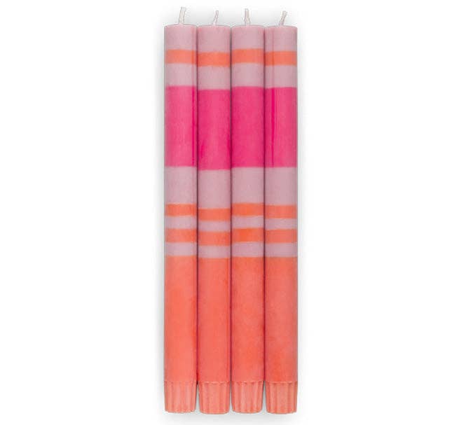 British Colour Standard Striped Orange Flame, Venetian & Neyron Eco Dinner Candles, 4 per pack: 6