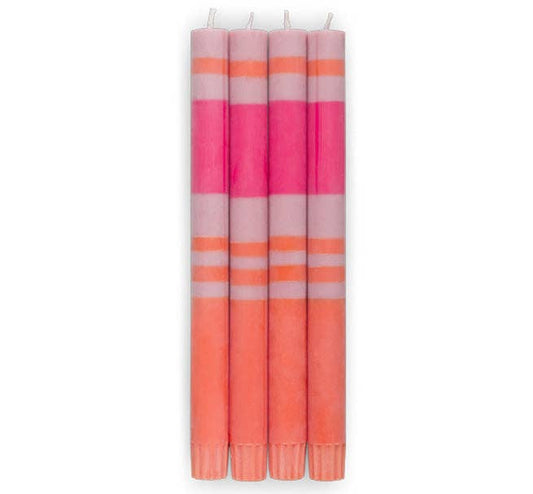 British Colour Standard Striped Orange Flame, Venetian & Neyron Eco Dinner Candles, 4 per pack: 6