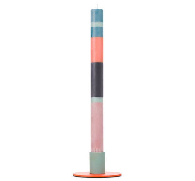 British Colour Standard Small 4cm Two-Tone Orange Flame & Opaline Green Metal Candleholder: 6
