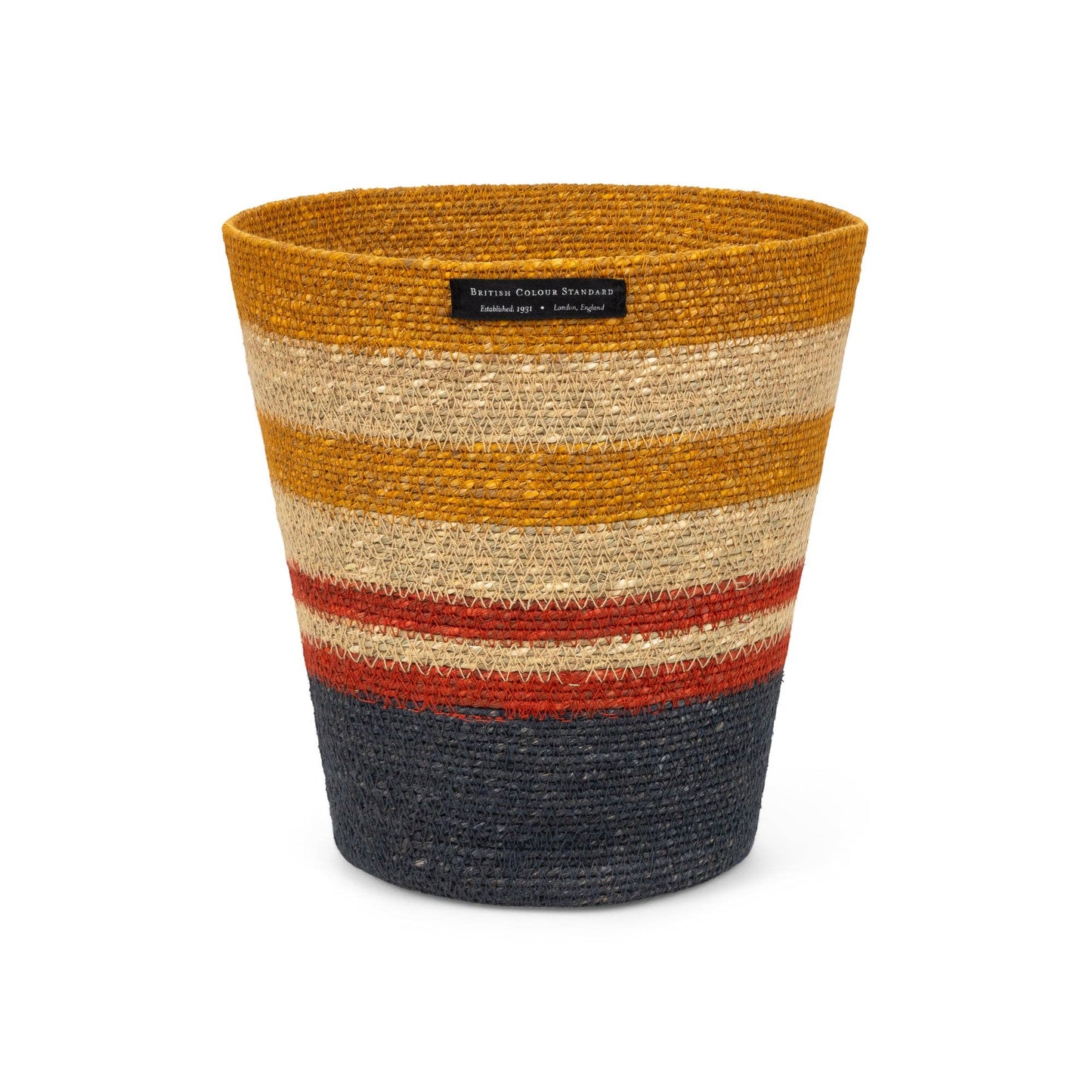 British Colour Standard Seagrass Waste Paper Basket in Tuscan & Guardsman Red