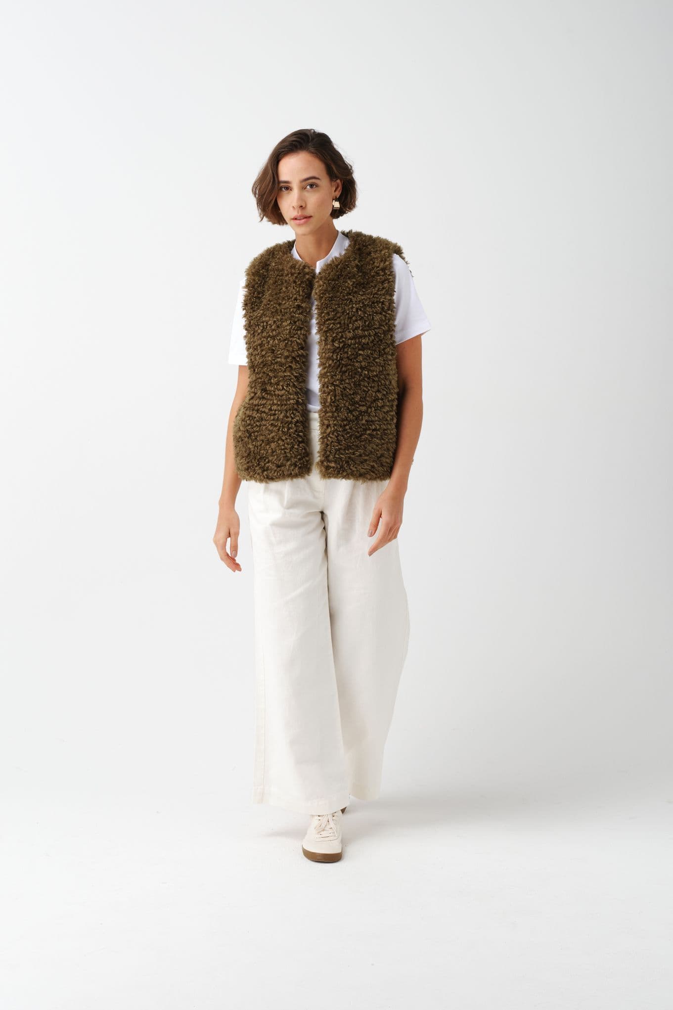 Helen Moore Faux Sheepskin Gilet - Forest  Green